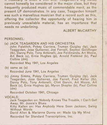 Teagarden,Jack: A Standard Library of Jazz-Vol.1, Storyville(SLP 700), UK,vg+/VG+, 1989 - LP - H6273 - 4,00 Euro