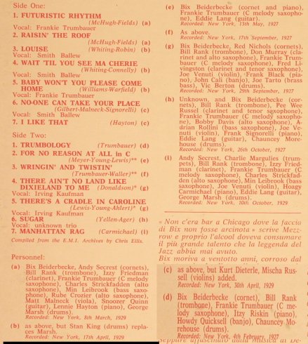 Beiderbecke,Bix  w.Trumbauer'sOrch: Really the Jazz-Bix&Tram 1929 plus, Parlophone(C 054-04557), I, Mono,  - LP - H6301 - 7,50 Euro