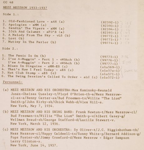 Mezzrow,Mezz  and his Orchestra: Same, Collector's Classic(CC 48), ,  - LP - H6671 - 5,00 Euro