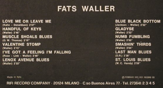 Waller,Fats: Archivi del Jazz, m-/vg+, Variety(REL-ST 19140), I, 1973 - LP - H7111 - 5,00 Euro