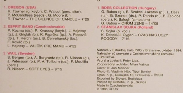 V.A.Bratislava Jazz Days'84: Ronald Shannon..Stanislav Sojka,Foc, Opus(9115 1652-53), CSSR, 1985 - 2LP - H9033 - 14,00 Euro