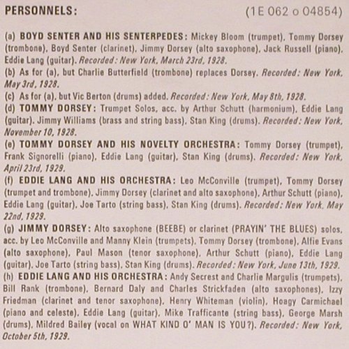 Dorsey,Tommy & Jimmy,Eddie Lang: Tommy,Jimmy and Eddie,1928-29, Parlophone (PMC 7133), UK, 1971 Typ: LP Best.-Nr.: V1344 Preis: 12,50 Euro