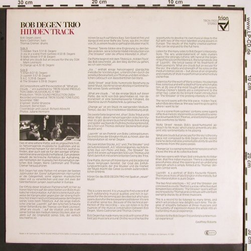 Degen Trio,Bob: Hidden Track, Trion (3103), D, 1981 Typ: LP Best.-Nr.: V1545 Preis: 12,50 Euro