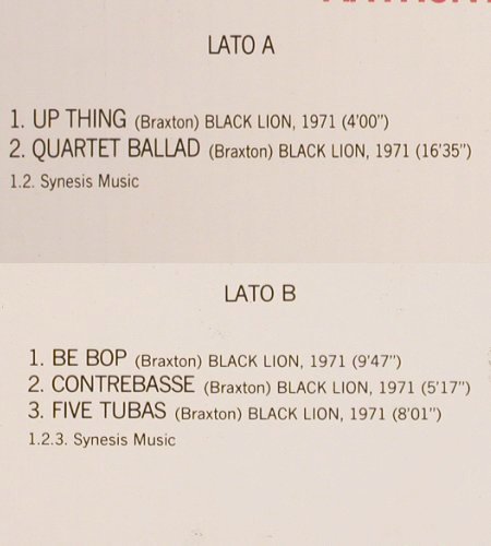 Braxton,Anthony: I Grandi Del Jazz,Foc (1971),m /vg+, Fabbri Editori (297549), I, 1981 Typ: LP Best.-Nr.: V1581 Preis: 7,50 Euro