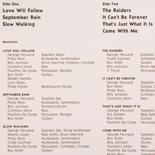 Howard,George: Love will Follow, TBA (TB 210), D, 1986 Typ: LP Best.-Nr.: V1650 Preis: 7,50 Euro