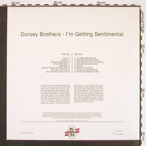 Dorsey Brothers: I'm getting sentimental, Big Band Era(LP 20176), D,  - LP - V2165 - 6,00 Euro