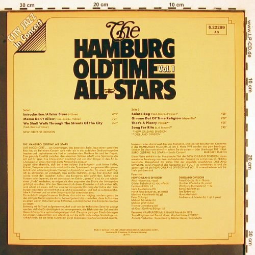 Hamburg Oldtime All Stars: In Concert,Vol.1, Telefunken(6.22299 AG), D, 1975 - LP - V2190 - 9,00 Euro