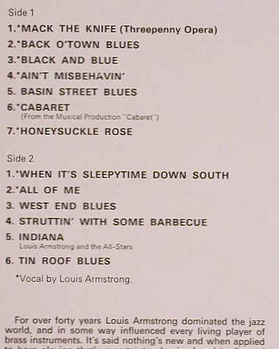 Armstrong,Louis: Greatest Hits, CBS (CBS 32030), UK, Ri, 1971 Typ: LP Best.-Nr.: V2410 Preis: 6,00 Euro