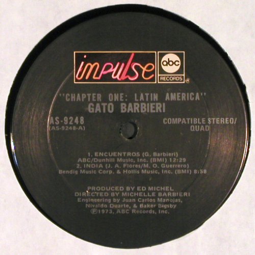 Barbieri,Gato: Chapter One: Latin America, Foc, Impulse (AS-9248), US,vg+/m-, 1973 Typ: LP Best.-Nr.: V2772 Preis: 20,00 Euro
