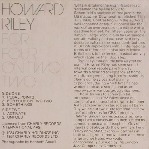 Riley,Howard: For Four on Two Two, m /vg+, Jazz to Jazz (20061/10061), P, 1985 Typ: LP Best.-Nr.: V2991 Preis: 12,50 Euro