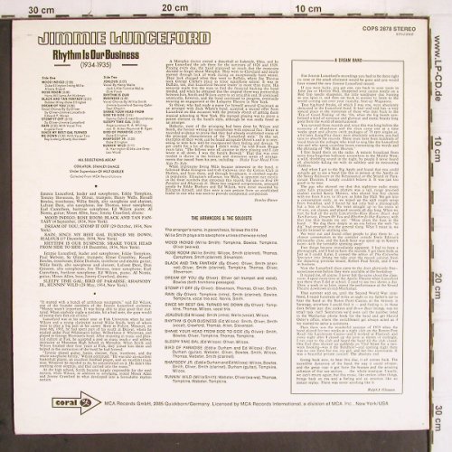 Lunceford,Jimmie: Rhythm Is Our Business,1934-35, Coral(COPS 2878), D, stoc,  - LP - V343 - 6,00 Euro