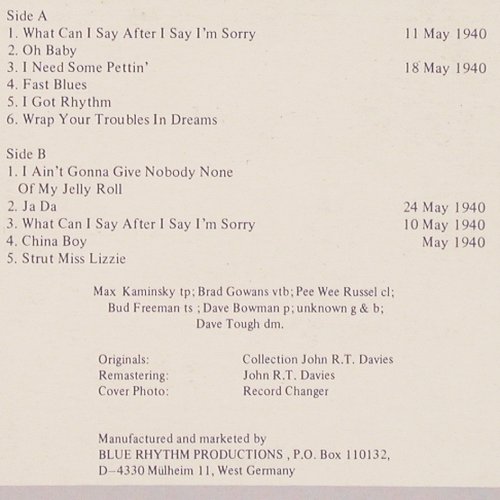 Freeman,Bud & Summa Cum Laude Orch.: Live from the Panther Room (1940), Blue Rhythm Prod. (12-3), D m /vg+ Typ: LP Best.-Nr.: V3645 Preis: 6,00 Euro