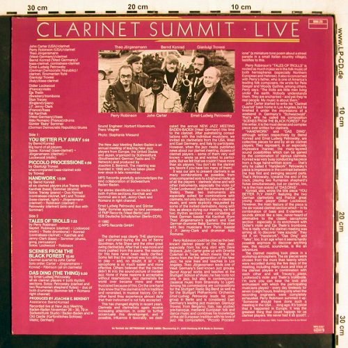 Clarinet Summit Live: You better flyAway,Carter Petrowsky, MPS (0068.251), D, 1980 Typ: LP Best.-Nr.: V3734 Preis: 30,00 Euro