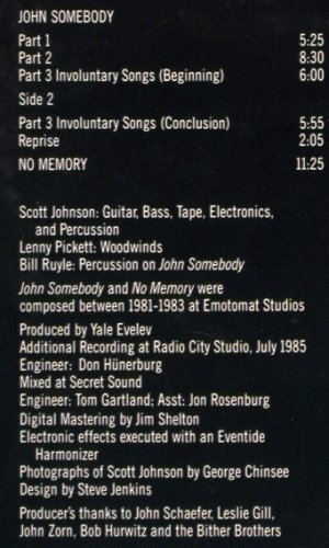 Johnson,Scott: John Somebody, m /vg+, Nonesuch (979 133-1), D, 1986 Typ: LP Best.-Nr.: V490 Preis: 9,00 Euro