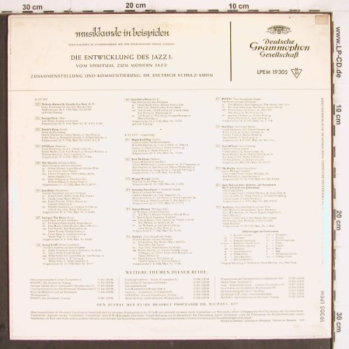 V.A.Musikkunde in Beispielen: Die Entwicklung des Jazz 1, Mono, D.Gr./Schwann(LPEM 19 305), D, Foc, 1963 - LP - V521 - 9,00 Euro