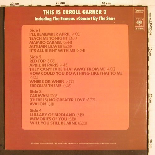 Garner,Eroll: This is 2 ,Foc, CBS (CBS S 68 219), NL, 1972 Typ: 2LP Best.-Nr.: V549 Preis: 12,50 Euro