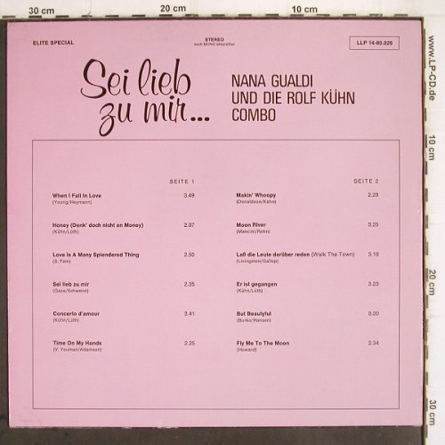Gualdi,Nana & Rolf Kühn Combo: Sei Lieb zu Mir..., Elite (LLP 14-80.026), D Typ: LP Best.-Nr.: V583 Preis: 15,00 Euro