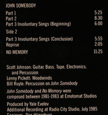 Johnson,Scott: John Somebody, m-/vg+, Nonesuch(979 133-1), D, 1986 - LP - X1332 - 5,00 Euro