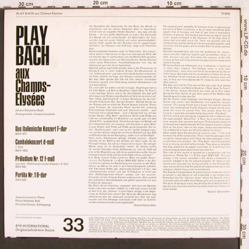 Loussier,Jacques / Michelot/Garros: play Bach aux Champs-Elysees, SR Int/Decca,Sonderaufl.(77 979), D,  - LP - X3094 - 22,50 Euro