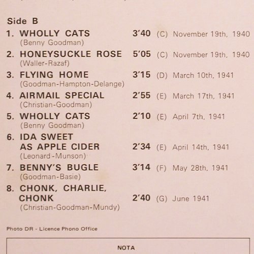 Christian,Charlie: Live 1939 / 1941, Musidisc (30 JA 5181), F, 1976 Typ: LP Best.-Nr.: X3253 Preis: 9,00 Euro