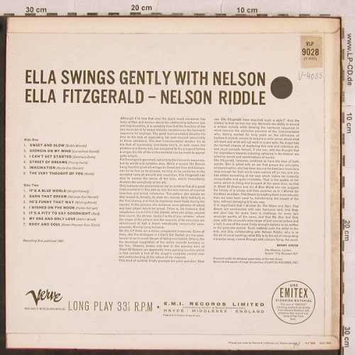 Fitzgerald,Ella: Ella Swings Gently with Nelson, Verve-Only Cover(VLP 9028), UK,vg+,  - Cover - X381 - 3,00 Euro