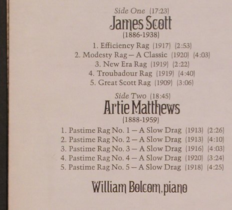 Bolcom,William: Pastimes & Piano Rags/Scott,Matthew, Nonesuch(H-71299), US, 1974 - LP - X3994 - 5,50 Euro