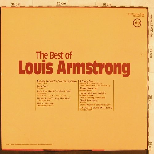 Armstrong,Louis: The Best Of, Club-Sonderauflage, Verve(61 503), D, 1971 - LP - X451 - 9,00 Euro