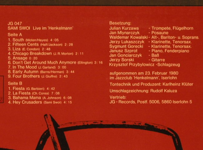 Sami Swoi: Live im 'Henkelmann', JG Records(JG 047), D, 1980 - LP - X4818 - 6,00 Euro