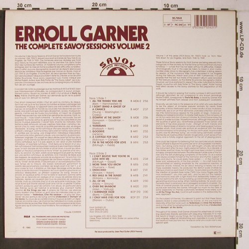 Garner,Erroll: The Complete Savoy Ses.Vol.2,1949, Savoy/RCA (WL70542), D,Ri, 1986 Typ: LP Best.-Nr.: X6433 Preis: 9,00 Euro