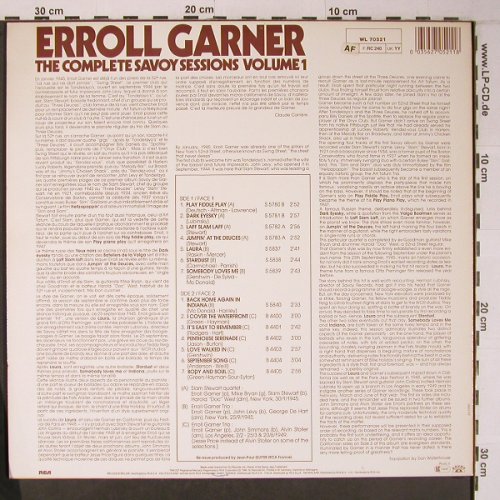 Garner,Erroll: The Complete Savoy Sessions 1,45-49, Savoy, like new(WL70521), D, Ri,  - LP - X6483 - 18,00 Euro