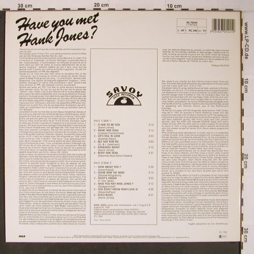 Jones,Hank: Have you met, Savoy(WL70544), D, 1984 - LP - X6486 - 17,50 Euro