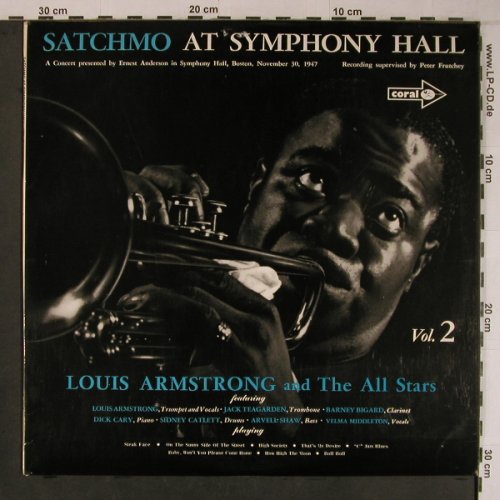 Armstrong,Louis: Satchmo At Symphony Hall,Vol.2,1951, Coral (CP49), UK,Mono,Ri, 1970 Typ: LP Best.-Nr.: X6765 Preis: 9,00 Euro