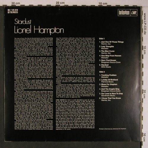 Hampton,Lionel: Stardust, Bellaphon (BI 1539), D Typ: LP Best.-Nr.: X6766 Preis: 12,50 Euro