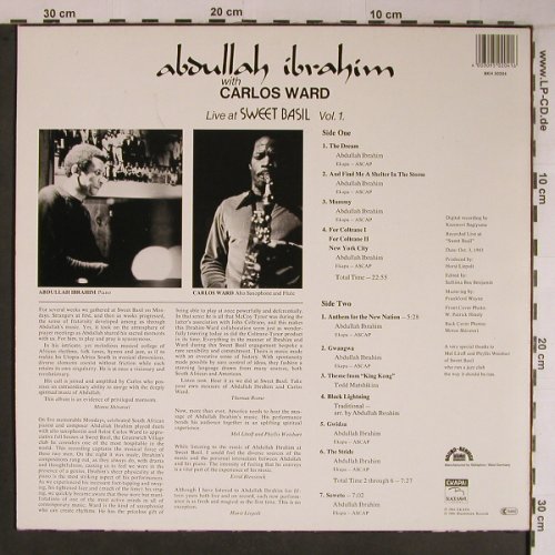 Ibrahim,Abdullah w. Carlos Ward: Live at Sweet Basil Vol.1, Black Hawk/Ekapa (BKH 50204), D, 1986 Typ: LP Best.-Nr.: X6818 Preis: 17,50 Euro