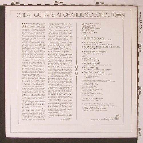 V.A.Great Guitars at Charlies: Georgtown, Byrd,Kessel,Ellis..., Concord(CJ-209), US, 1983 - LP - X7055 - 9,00 Euro