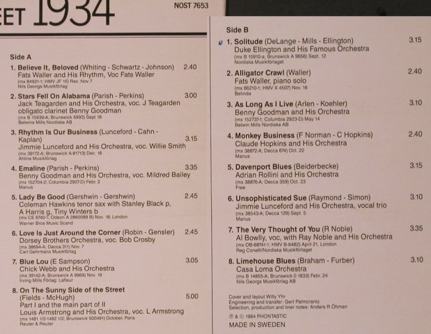V.A.On the sunny side otStreet 1934: Fats Waller...Cassa Loma Orch., Phontastic(NOST 7653), S,  - LP - X7058 - 7,50 Euro