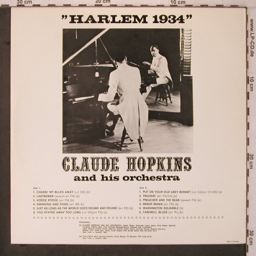 Hopkins,Claude  and his Orch.: Harlem 1934, Swing Classics (ET2), S Typ: LP Best.-Nr.: X7568 Preis: 7,50 Euro