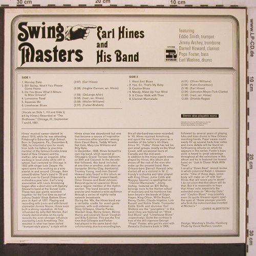 Hines,Earl: Swing Masters, vg+/vg+, Riverside (673 006), D Typ: LP Best.-Nr.: X7578 Preis: 5,00 Euro