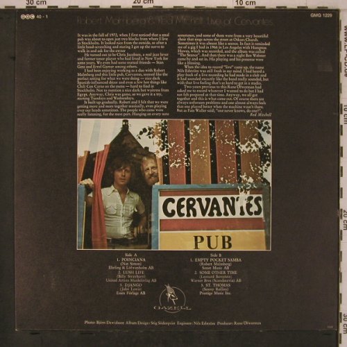 Malmberg,Robert & Red Mitchell: Live at Cervantes, Gazell(GMG 1229), S, 1973 - LP - X7615 - 20,00 Euro