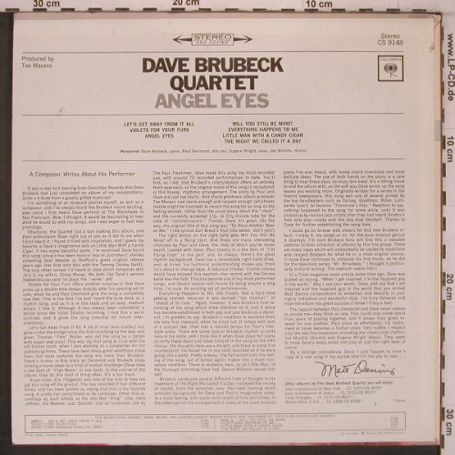 Brubeck Quartet,Dave: Angel Eyes, Columbia (CS 9148), US, co Typ: LP Best.-Nr.: X7652 Preis: 17,50 Euro