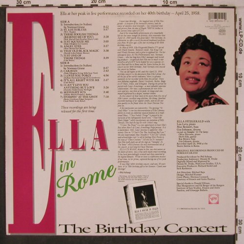 Fitzgerald,Ella: In Rome-the Birthday Concert, Verve (835 454-1), NL, 1988 Typ: LP Best.-Nr.: X7765 Preis: 8,00 Euro
