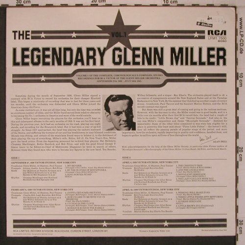 Miller,Glenn & His Orch.: The Legendary Vol.1, RCA(LFM1 7500), D, Mono, 1974 - LP - X7855 - 5,00 Euro
