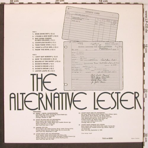 Young,Lester: The Alternative Lester, TAX(m-8000), S, 1975 - LP - X7979 - 12,50 Euro