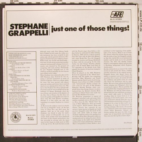 Grappelli,Stephane: Just One Of Those Things, Black Lion (BL-211), US, co, 1973 Typ: LP Best.-Nr.: X8063 Preis: 9,00 Euro