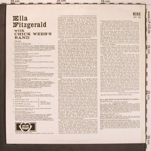 Fitzgerald,Ella: with Chick Webb's Band, rec.1939-40, Ace of Hearts(AH 36), UK,m-/VG+,  - LP - X8119 - 9,00 Euro