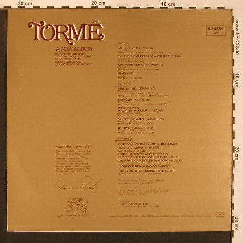 Torme,Mel: A New Album, Gryphon(6.24362), D, 1980 - LP - X8702 - 7,50 Euro
