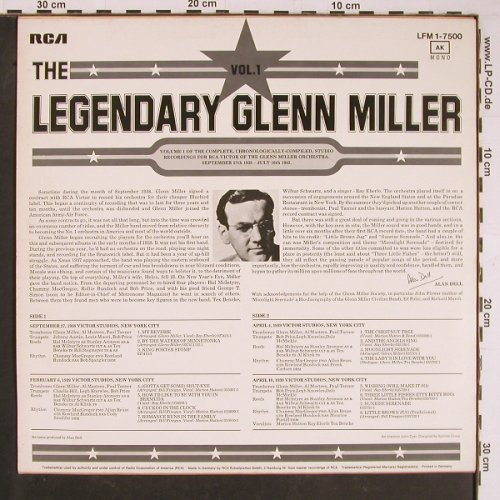 Miller,Glenn & His Orch.: The Legendary Vol.1 ,Promo-Stol, RCA(LFM 1-7500), D, Mono, 1974 - LP - Y1015 - 7,50 Euro