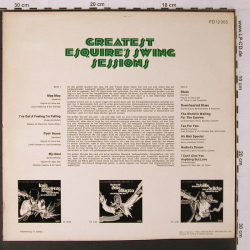 V.A.Greatest Esquire's SwingSession: Die grossen Stunden des Jazz 1, Decca(PD 12004), D (Live),  - LP - Y1723 - 7,50 Euro