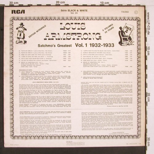 Armstrong,Louis: Vol.1 (1932-33), RCA (730 682), F Typ: LP Best.-Nr.: Y2033 Preis: 7,50 Euro