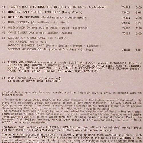 Armstrong,Louis: Vol.1 (1932-33), RCA (730 682), F Typ: LP Best.-Nr.: Y2033 Preis: 7,50 Euro